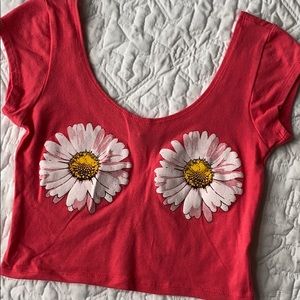 PACsun pink crop top with flower detail